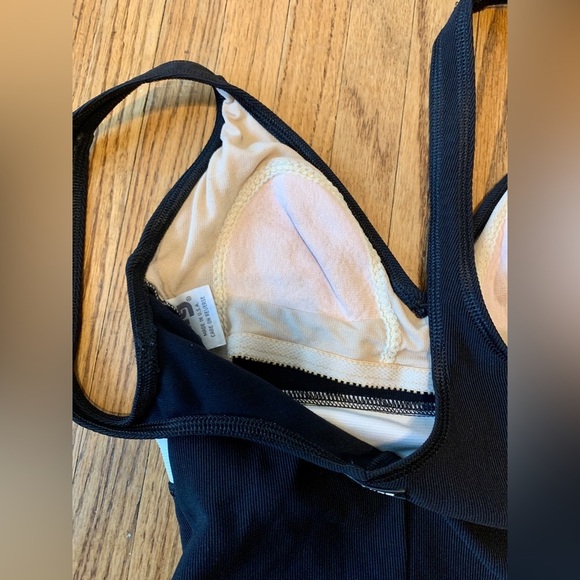 Jag Pro VTG Swimsuit Black 90s y2k One Piece High Cut Low Back Ribbed Sporty 6 - Picture 11 of 12